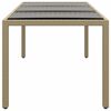 vidaXL Garden Table 190x90x75 cm Tempered Glass and Poly Rattan Beige
