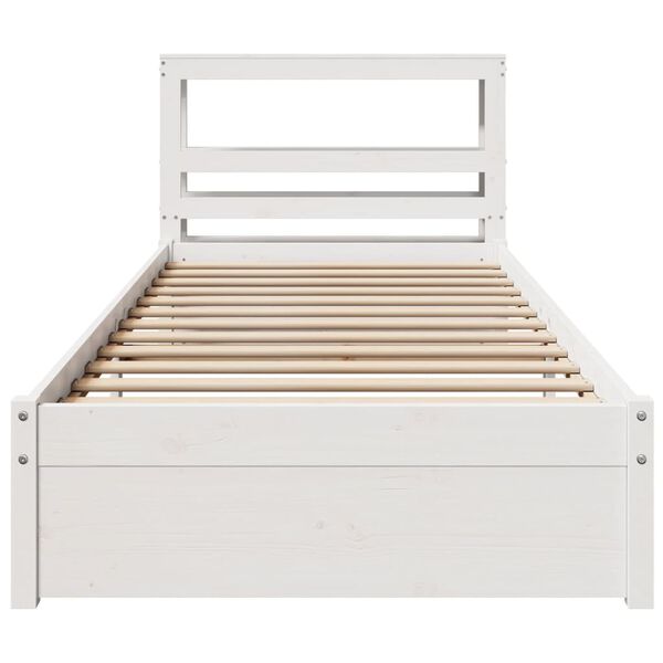 vidaXL Bed Frame with Headboard without Mattress White 100x200 cm