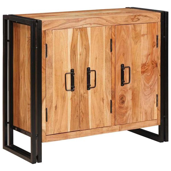 vidaXL Sideboard with Doors Brown Solid Acacia Wood and Metal