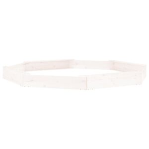 vidaXL Sandbox with Seats White Octagon Solid Wood Pine
