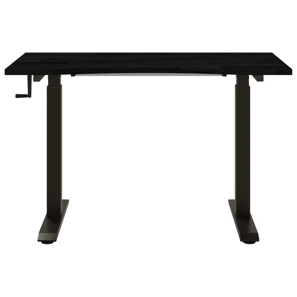 vidaXL Desk Black and Dark Brown 120 x 60 cm Solid Oak Wood