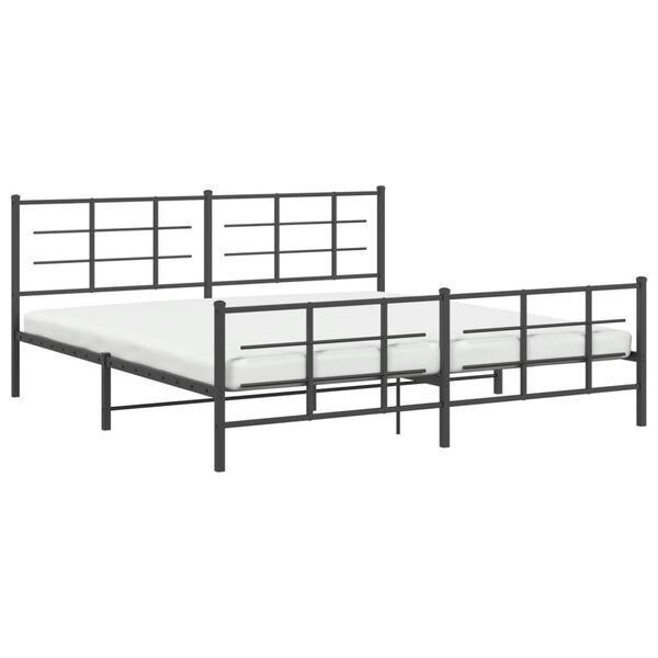 vidaXL Metal Bed Frame without Mattress with Footboard Black 193x203cm