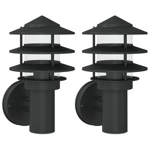 vidaXL Outdoor Wall Lights 2pcs Black Stainless Steel