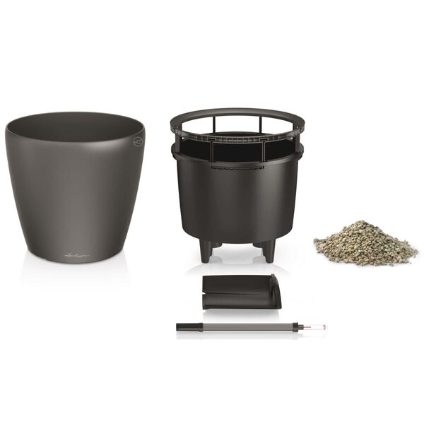 LECHUZA Planter CLASSICO LS 43 ALL-IN-ONE Charcoal Metallic 16083