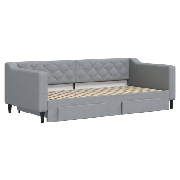 vidaXL Daybed with Trundle&Drawers without Mattress Light Grey 90x190 cm Single