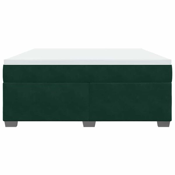 vidaXL Box Spring Bed with Mattress Dark Green 180x200 cm Velvet