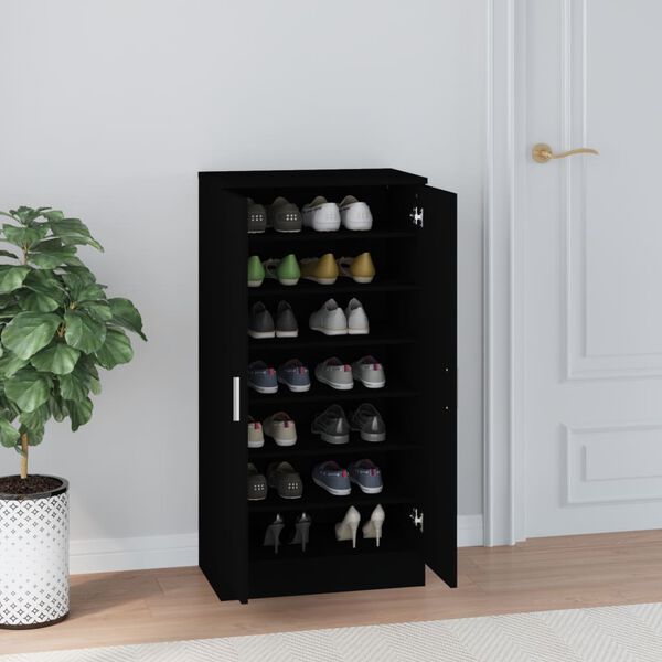 vidaXL Shoe Cabinet Black 55x35x108 cm Engineered wood