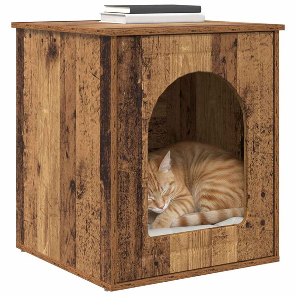 vidaXL Cat House Old Wood 53 x 52 x 62 cm Engineered Wood
