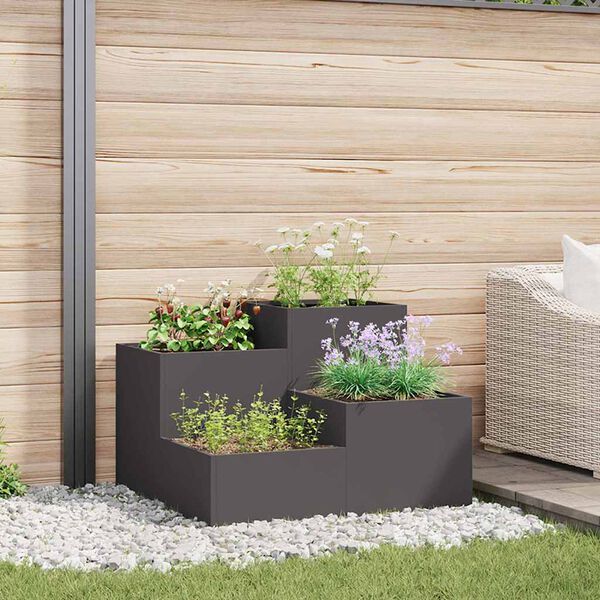 vidaXL Garden Planter Black 100 x 100 x 60 cm Steel