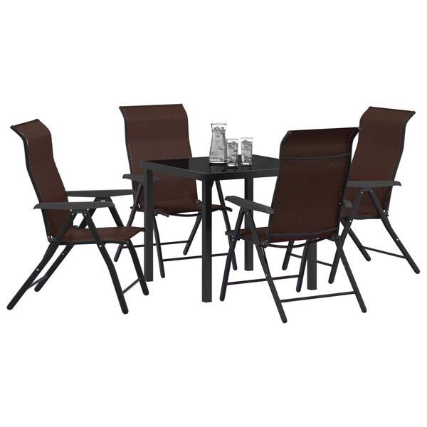 vidaXL Garden Dining Set Height-Adjustable 5 pcs Brown Poly rattan