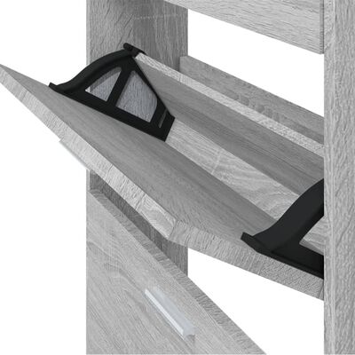 vidaXL Shoe Cabinet Grey Sonoma 59x17x108 cm Engineered Wood
