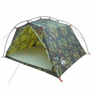 vidaXL Tunnel Tent Camouflage 4-Person 185T Polyester with PU Coating
