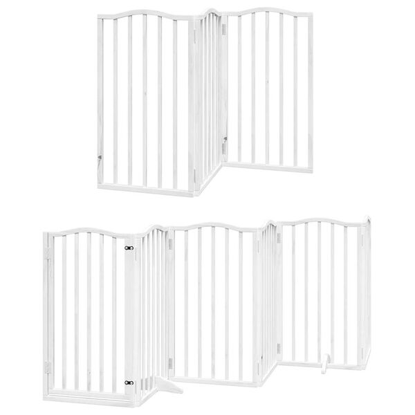 vidaXL Dog Gate with Door Foldable 12 Panels White 600 cm Poplar Wood