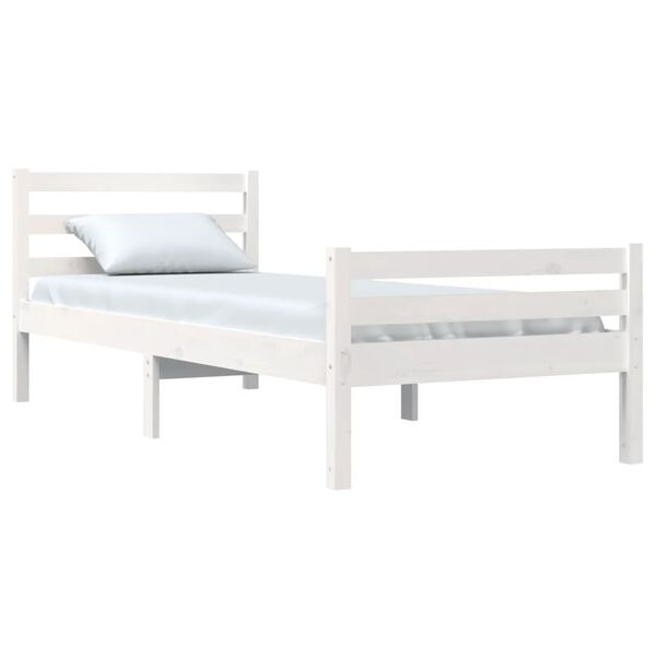 vidaXL Bed Frame without Mattress White Solid Wood 100x200 cm