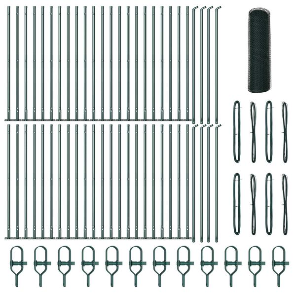 vidaXL Fence Post Green 100 x 0.4 m (13 mm mesh) Steel and PVC