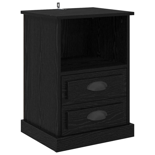 vidaXL Bedside Cabinet Black Oak 36 x 43 x 60 cm Engineered Wood