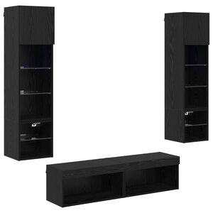 vidaXL TV Wall Unit 6 pcs Black Oak Engineered Wood