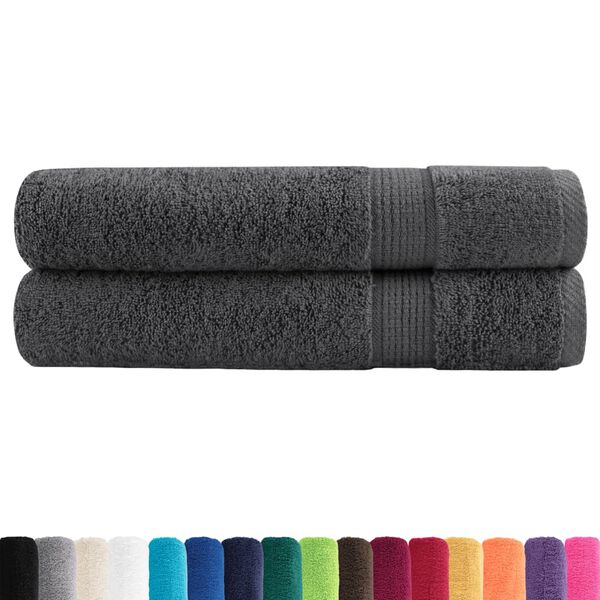 vidaXL Premium Sauna Towels "SOLUND" 2 pcs Anthracite 80x200 cm 600 gsm