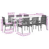 vidaXL 9 Piece Garden Dining Set with Cushions Grey Poly Rattan