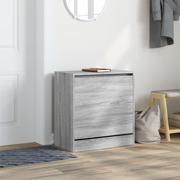 vidaXL Shoe Cabinet Grey Sonoma 60x34x63.5 cm Engineered Wood