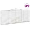 vidaXL Arched Gabion Baskets 9 pcs 400x50x160/180 cm Galvanised Iron