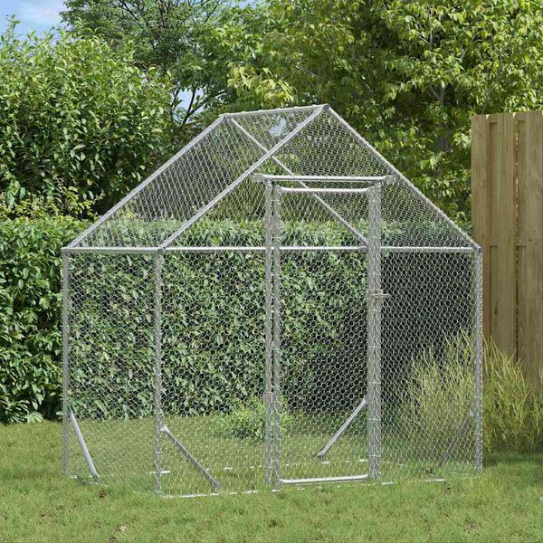 vidaXL Chicken Cage Silver 170 x 100 x 177 cm Galvanised Steel