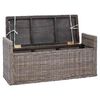 vidaXL Storage Bench with Cushion Grey 110 x 40 x 50 cm Rattan