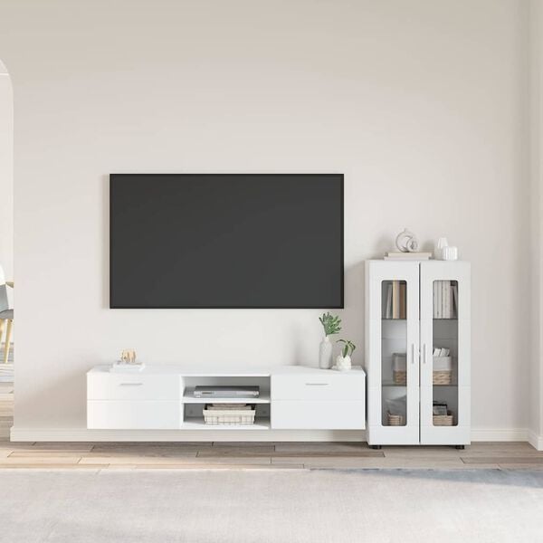 vidaXL TV Cabinet Set with Drawer with Shelf White Engineered Wood