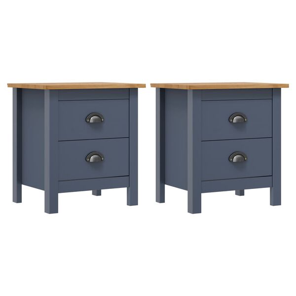 vidaXL Bedside Cabinets Hill 2pcs Grey 46x35x49.5 cm Pine Wood