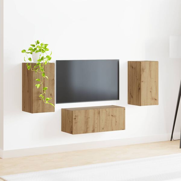 vidaXL TV Cabinet Set Wall-mounted 6 pcs Artisan Oak Engineered Wood