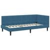 vidaXL Corner Bed Frame with Headboard Blue 100 cm x 200 cm Velvet