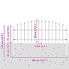 vidaXL Spike Fence Black 200 x 110 cm Powder-Coated Steel