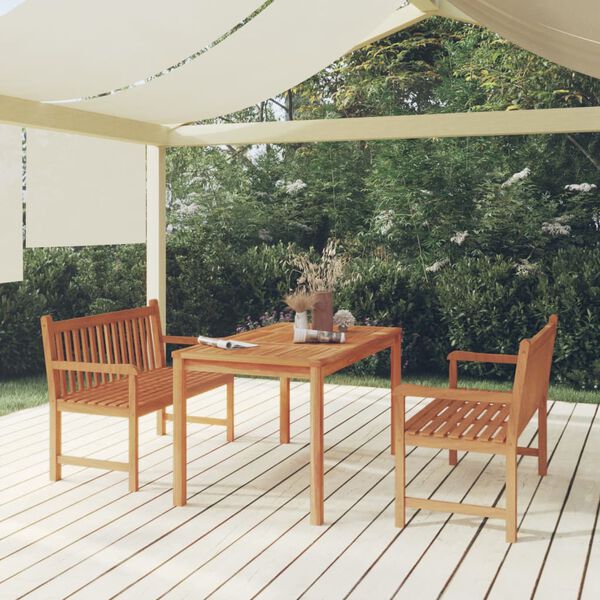 vidaXL 3 Piece Garden Dining Set Solid Wood Teak