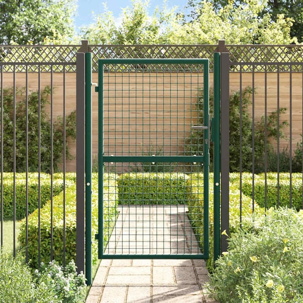 vidaXL Fence Gate Steel 100x150 cm Green