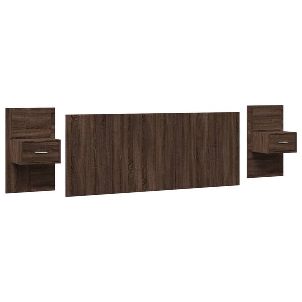 vidaXL Bed Headboard with Cabinets Brown Oak 200 cm Engineered Wood