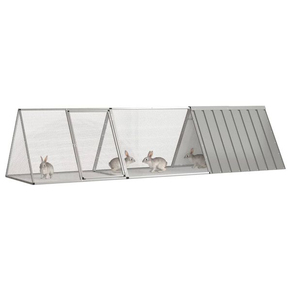 vidaXL Rabbit Cage Grey 302.5x80.5x71 cm Galvanised Steel