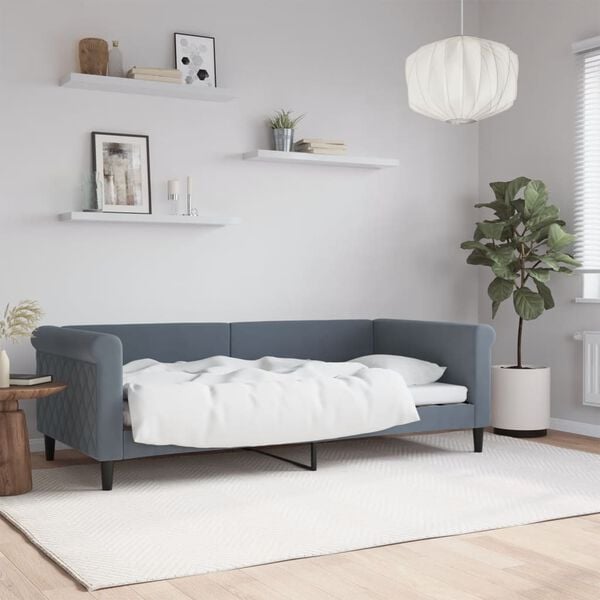 vidaXL Day Bed without Mattress Dark Grey 90x190 cm Single Velvet
