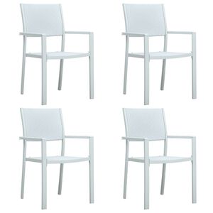 vidaXL Garden Chairs 4 pcs White Plastic Rattan Look