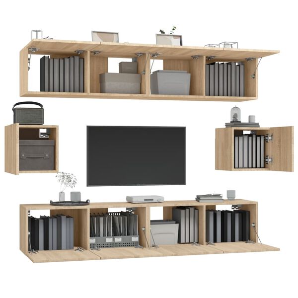 vidaXL 6 Piece TV Cabinet Set Sonoma Oak Engineered Wood