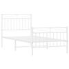 vidaXL Metal Bed Frame without Mattress with Footboard White 90x190cm