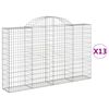 vidaXL Arched Gabion Baskets 13 pcs 200x30x120/140 cm Galvanised Iron