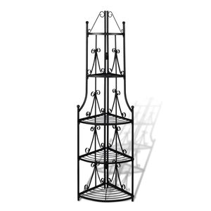vidaXL Plant Stand | Black | Steel | Large | Height-Adjustable Shelves
