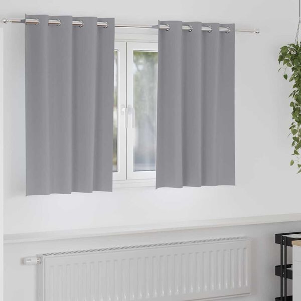 vidaXL Blackout Curtains with Rings 2 pcs Light Grey 140 x 140 cm