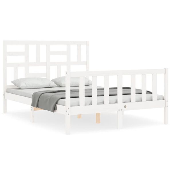 vidaXL Bed Frame without Mattress White Small Double Solid Wood Pine
