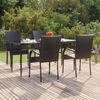 vidaXL 5 Piece Garden Dining Set Black Poly Rattan