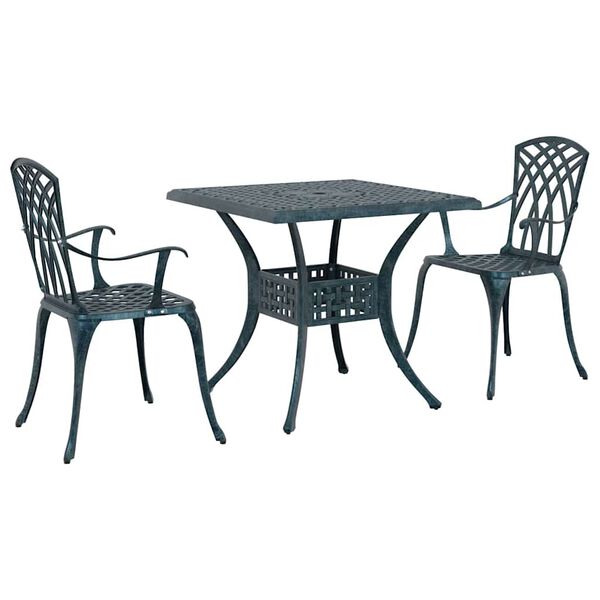 vidaXL Garden Table Set 3 pcs Green Cast Aluminium