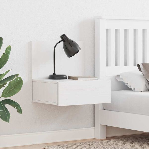 vidaXL Bedside Table White 42 x 32.5 x 40 cm Solid pine wood