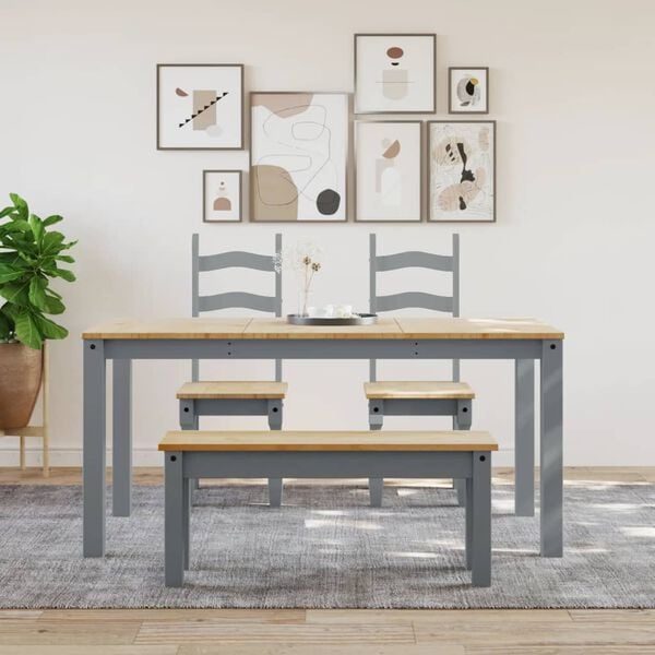 vidaXL Dining Bench PANAMA Grey 105x30x45 cm Solid Wood Pine
