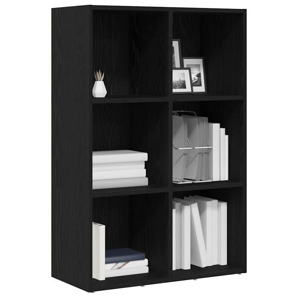 vidaXL Book Cabinet Black Oak 66x30x98 cm Engineered Wood