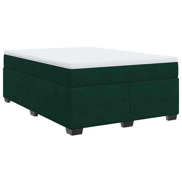 vidaXL Box Spring Bed with Mattress Dark Green 140x200 cm Velvet